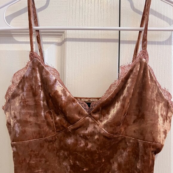 Forever 21 Velvet Tank Top - Copper / Pink - Picture 2 of 3